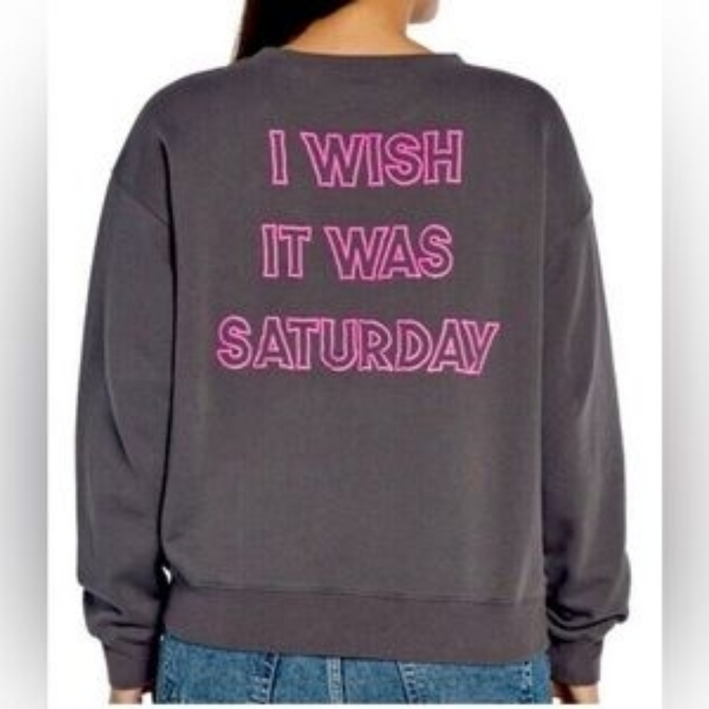 WILDFOX I Wish It Was Saturday Broken Heart Sweatshirt XS Extra Small Crewneck